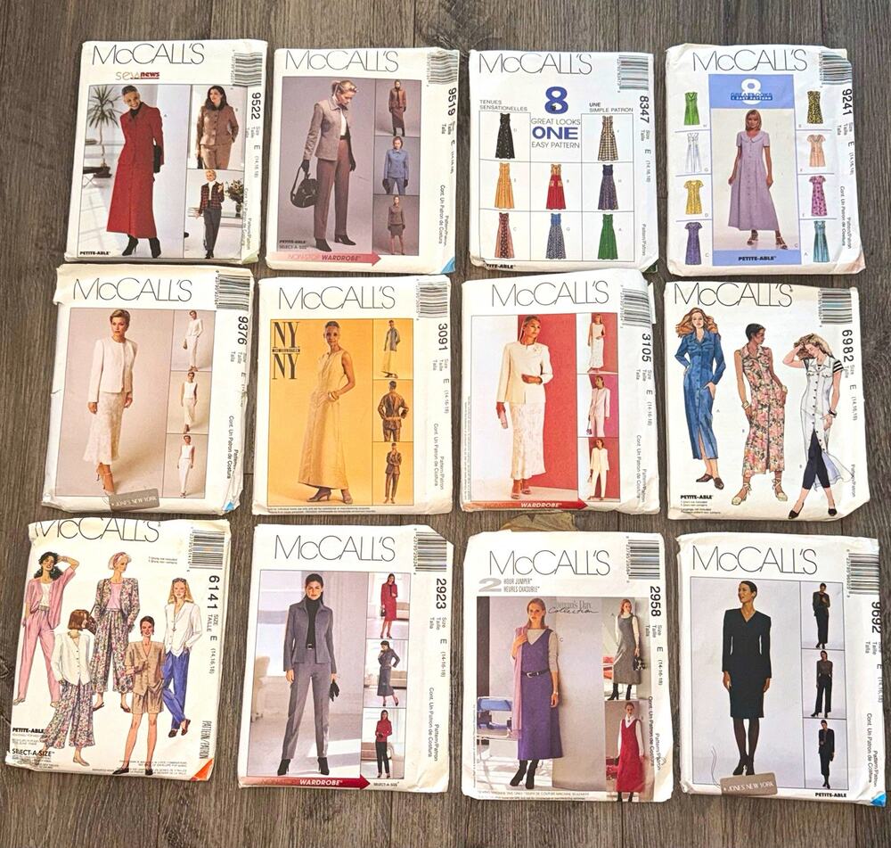 Lot of 12 Vintage McCall’s Women’s Career Wear Dress Suit Sewing Patterns